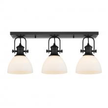  3118-3SF BLK-OP - Hines 3-Light Semi-Flush in Matte Black with Opal Glass